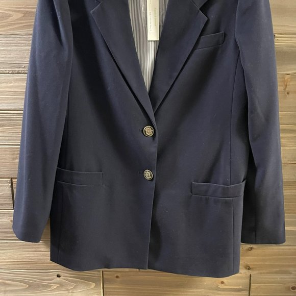 SUPPLY & DEMAND Navy Single Breasted School Boy Long Line Blazer Women L - Picture 3 of 13